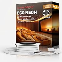 Vista 14 de Shine Decor Tira de luces LED de cuerda AC 120V, tira de neón eco sin puntos de 120LEDs/M, conectable y cortable, ETL IP65 impermeable y resistente