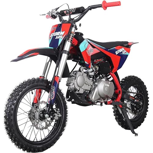 X-PRO Storm 125cc Gas Dirt Bike Pit Bike, Automatic Transmission, Inverted Front Shock Absorption,14"/12" Tires! (Red)