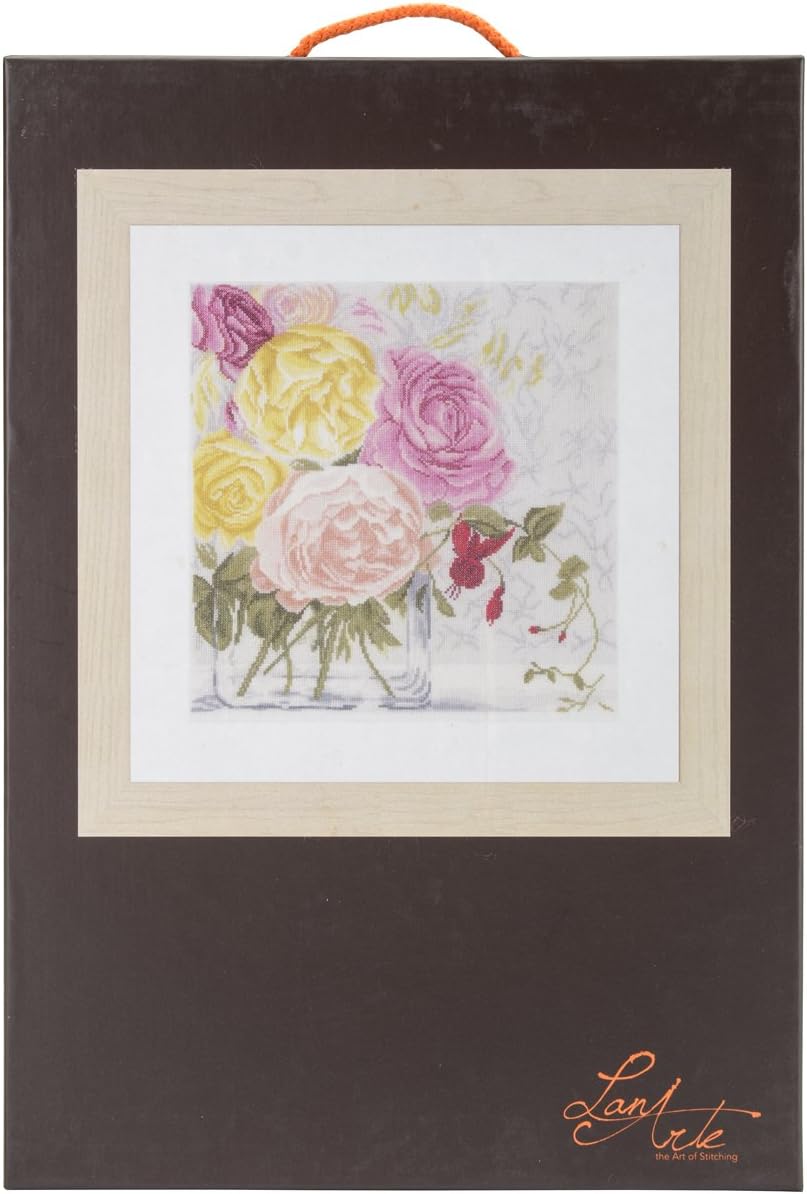 Vervaco LanArte Pastel Flowers on Linen Counted Cross Stitch Kit, 11.75" by 12.25"