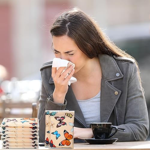 Miniatura 88 de Geyee Paquete de 50 paquetes de pañuelos faciales de viaje, pañuelos desechables de bolsillo para invitados de boda, viajes, bolsa escolar