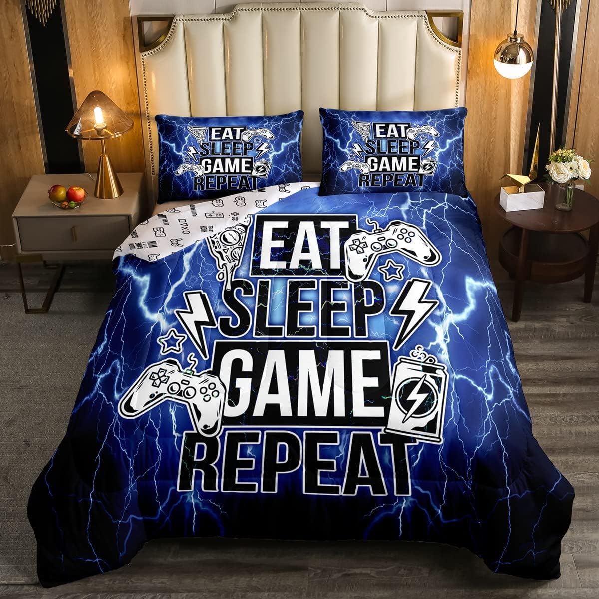 Loussiesd Player Duvet 155 x 220 cm Blue Flash Games Quilt for Boys  Children Girls Galaxy Video Games Duvet Black White Food Sleep Game Repeat  Reversible Room Decor : Amazon.de: Home & Kitchen