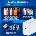 3-Pack 45W USB C Chargeur pour iPhone17/16/15,10FT USB C Câble et USB C Bloc de chargeur rapide pour iPhone 16e,16/15 Plus,17 Air, 17/16/15 Pro, Pro Max, Pad, Samsung Galaxy S25 S24 S23 S22 S21 Ultra