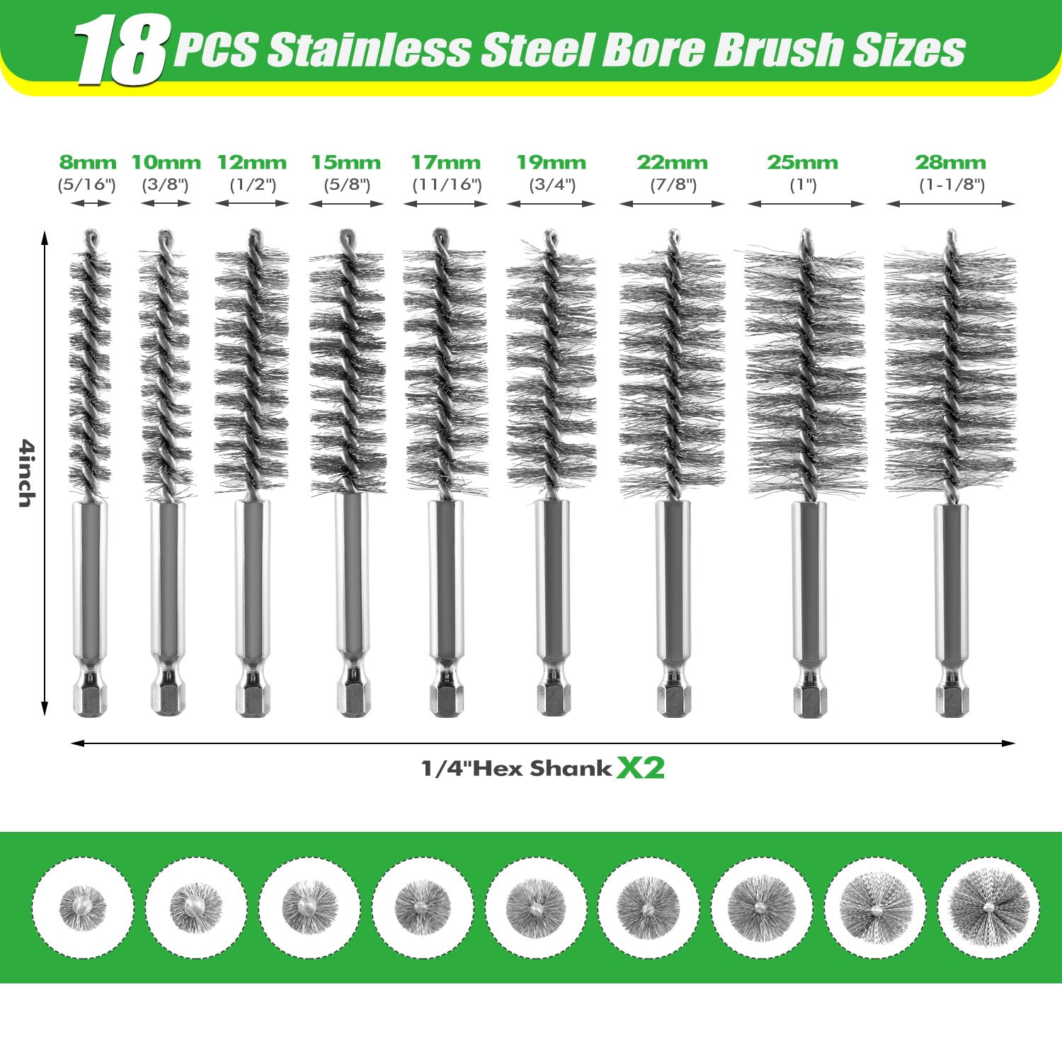 Bore Brush Set - Engine & Pipe Cleaning Kit -2 Bore Brush Set - Engine & Pipe Cleaning Kit -2