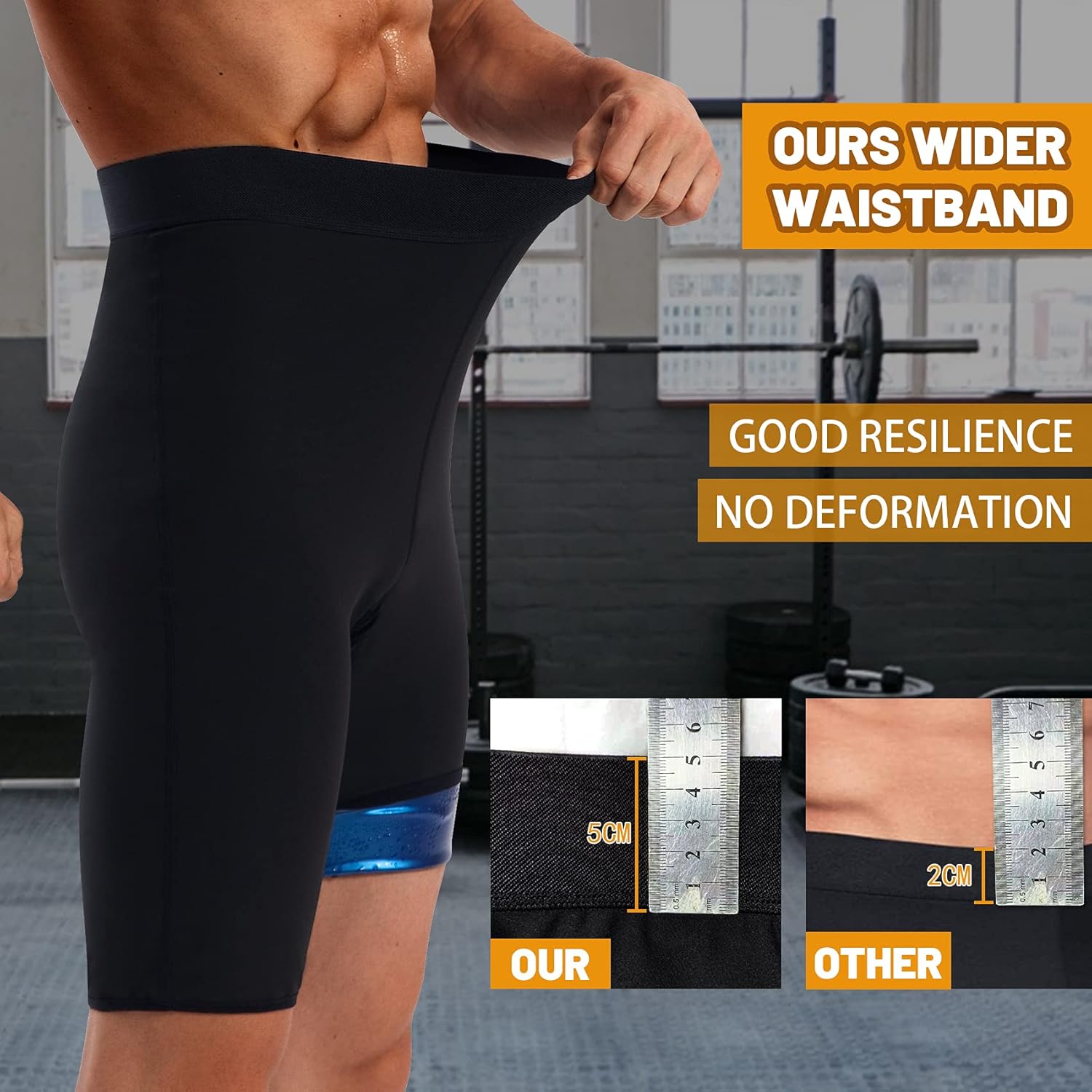 Men Sauna Pants Sweat Leggings Thermo Capris Slimming Tights Heat Trapping Suit,Humanized Mesh Crotch,High Waist - Image 4