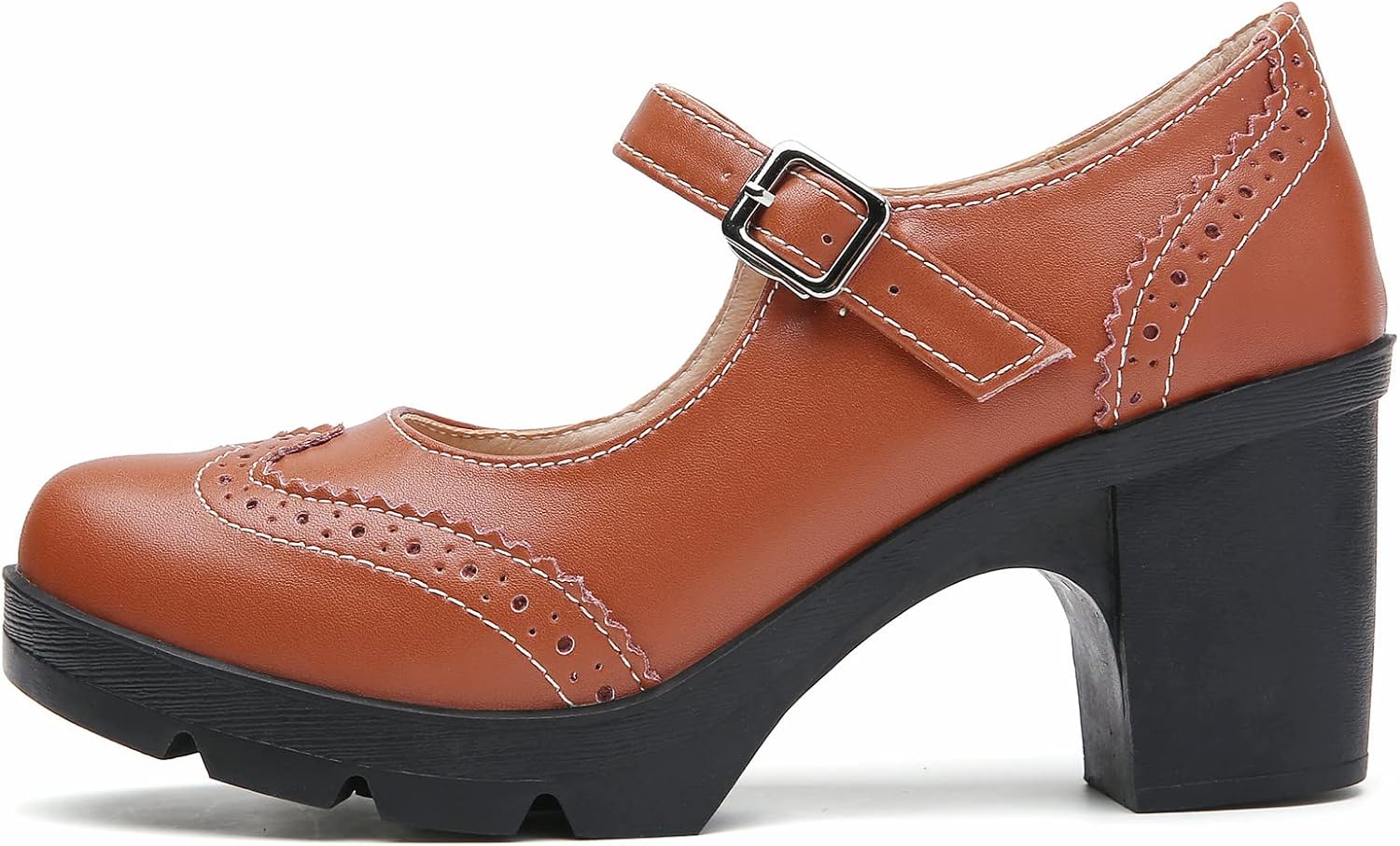 DADAWEN Women's Chunky Low Block Heels Mary Jane Closed Toe Work Pumps Comfortable Round Toe Oxfords Dress Wedding Shoes - Image 4