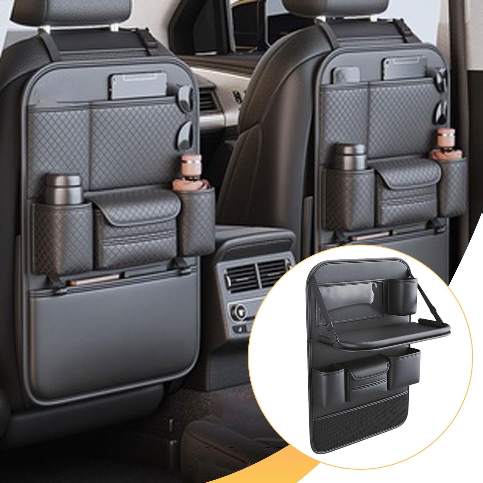 Organizador para asiento trasero de coche, negro, impermeable, multiusos, estable, bolsa de almacenamiento para accesorios de coche.