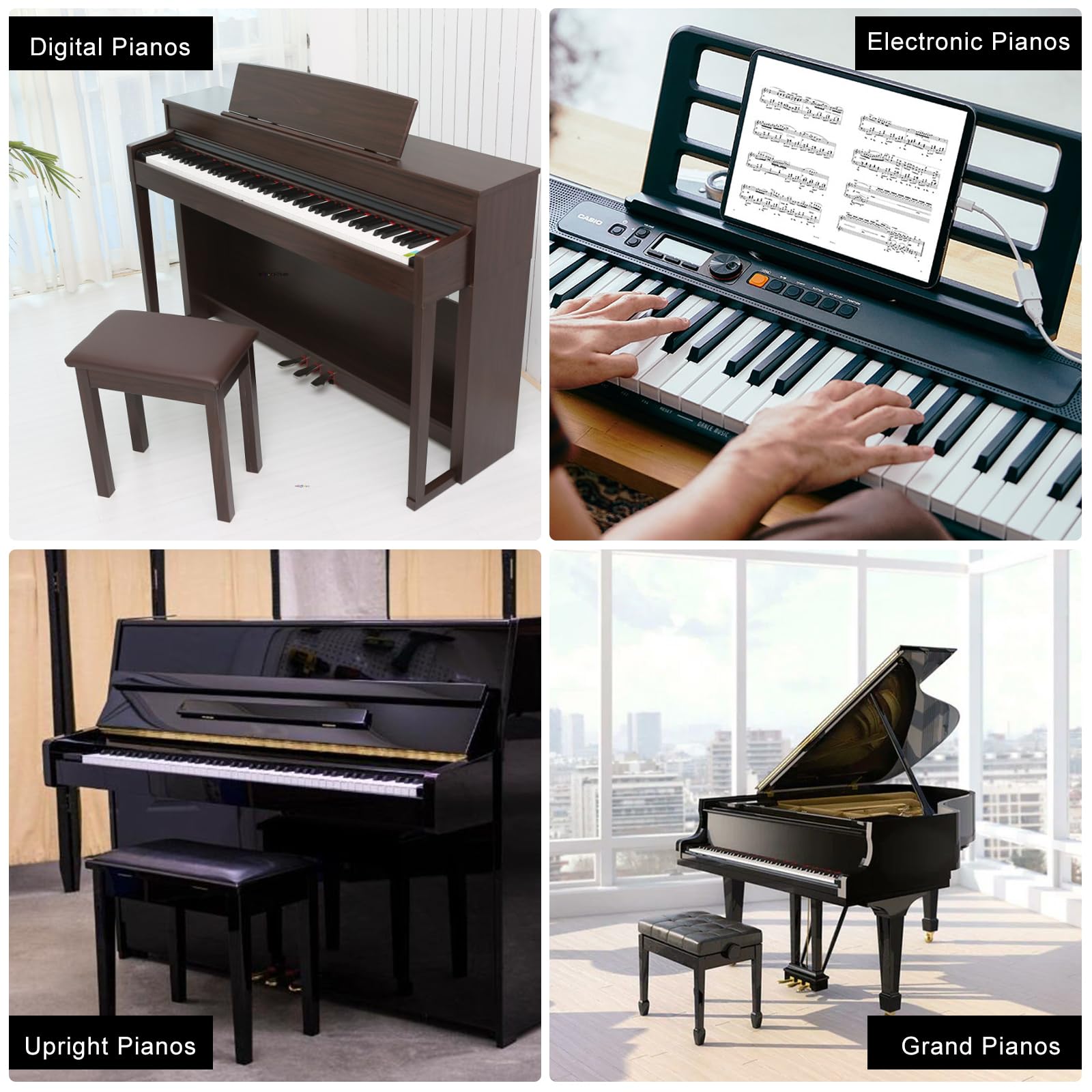 Etichette in silicone per pianoforte, note musicali per pianoforte, istruzioni (lingua italiana non garantita), accessori per pianoforte per 88 tasti di dimensioni intere, tasti per pianoforte per