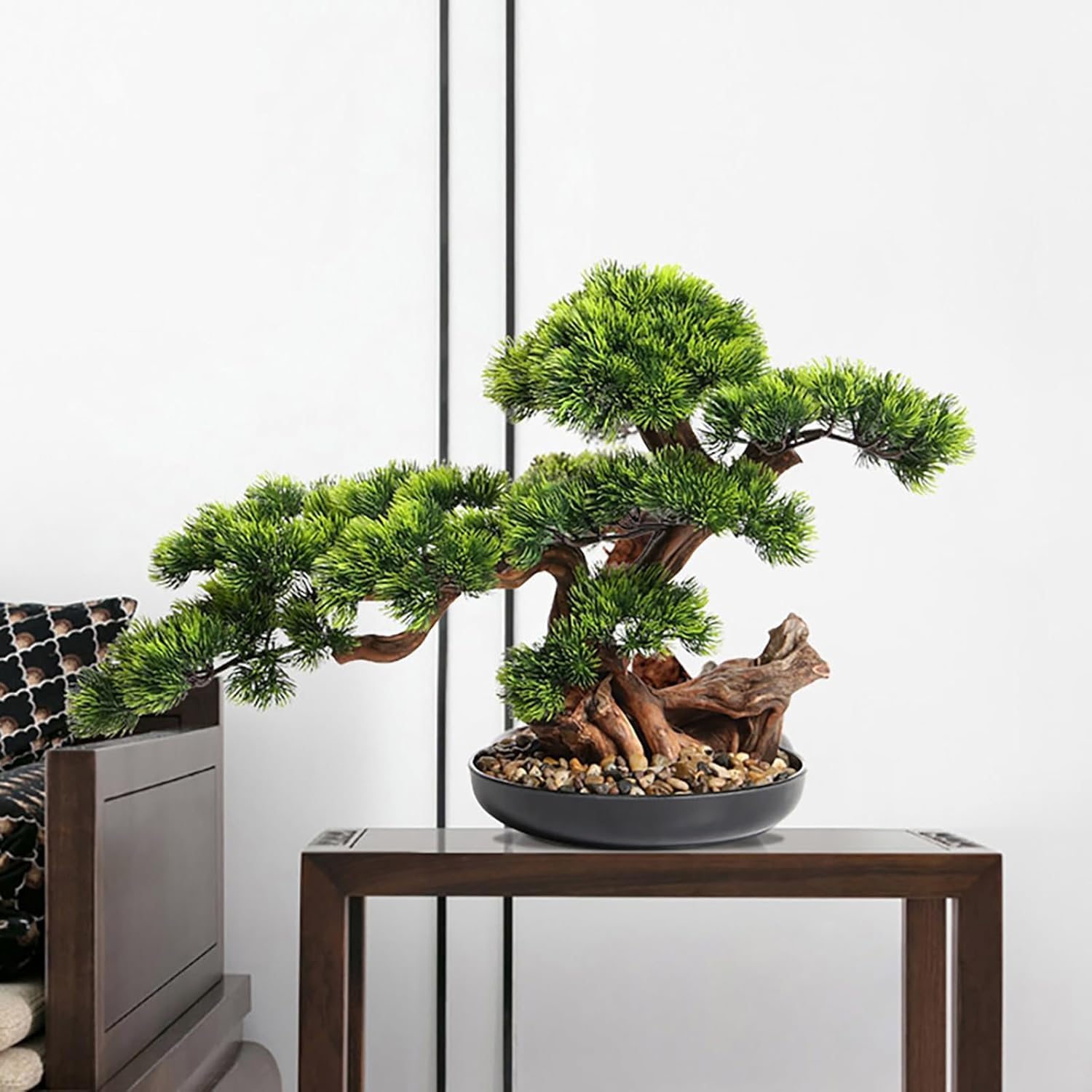 Grande E Realistico Bonsai di Pino Artificiale con Vaso - Pianta Finta Perfetta per Casa, Ufficio, Giardino Interno E Decorazione della Scrivania.