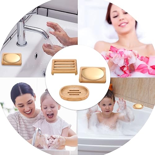 Miniatura 21 de 12 jaboneras de bambú, bandeja de jabón de madera, soporte para barra de champú, soporte para barra de jabón para baño, cocina (cuadrado y redondo)