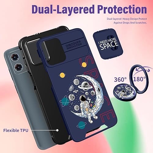 Miniatura 5 de Funermei Funda 2 en 1 para Motorola Moto G 5G 2023 para mujeres, astronauta, niños, funda de teléfono de dibujos animados Cool Space para hombres,