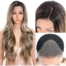 Style Icon 26 Big Curl Layered Synthetic Lace Front Wig 13x4 Large Lace Free Part Ombre Blonde Mixed Black Wig With Adjustable Cap Heat Resistant Fiber26 Inches, NTSA4/10/23B/613C