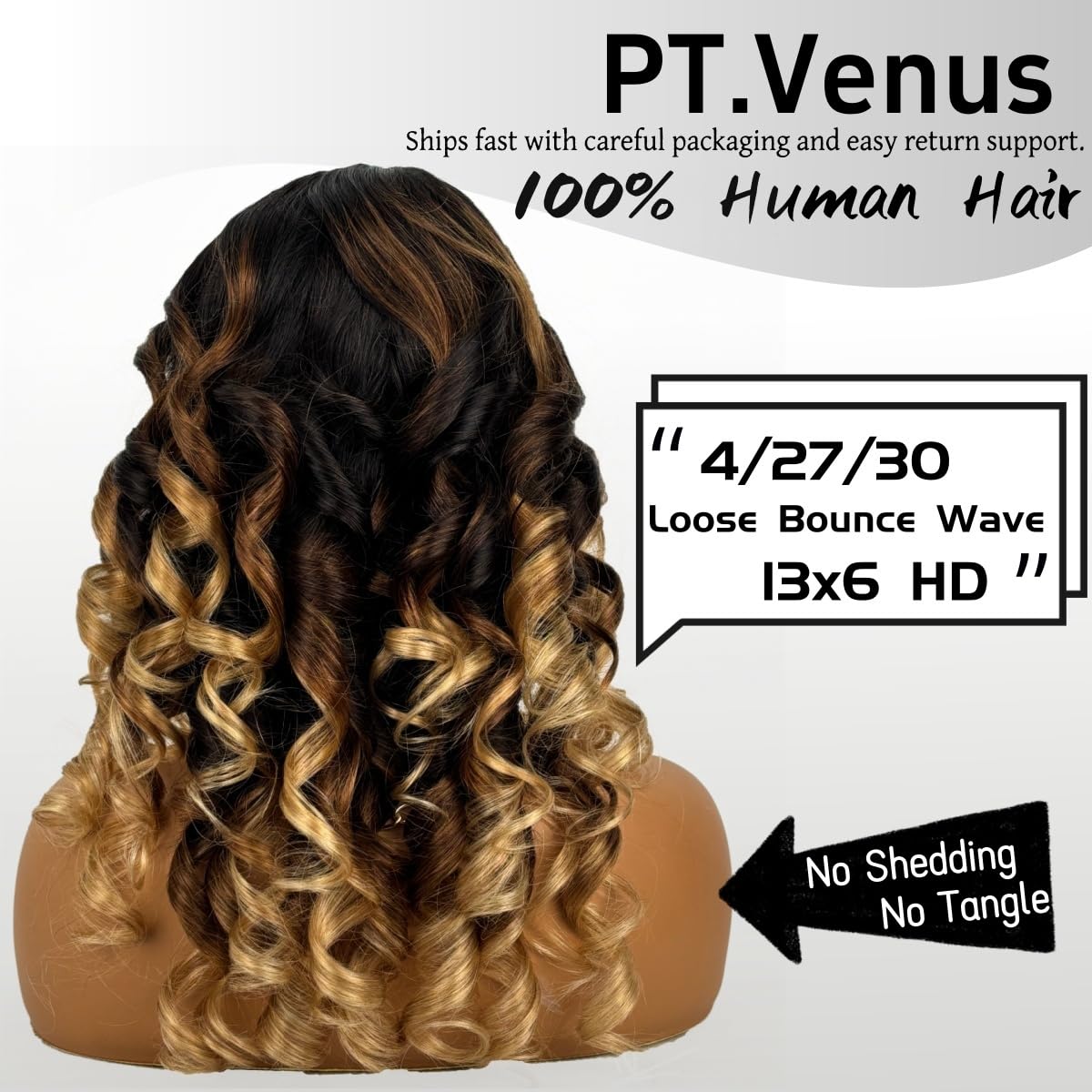 4/27/30 Highlight Loose Bounce Wave Wig Human Hair 13x6 HD Lace Front Wigs Human Hair 200% Density Highlight Body Wave Wig Pre Plucked Baby Hair glueless human hair for Black Women, 34 Inch