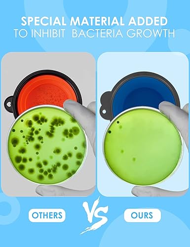 Miniatura 3 de Aonkey Tazones plegables para perros con portabotellas, paquete de 2 cuencos de agua para perros de viaje mejorados, borde moldeado de una sola