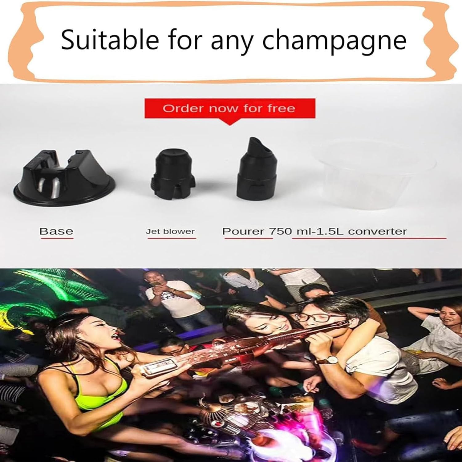 Champagne Spray Gun, Multi-Function Champagne Bottle Ejector Wine Stopper, for Birthday Parties, Weddings, Pool Parties, Christmas Bar Atmosphere Props, Summer Essentials WithLight
