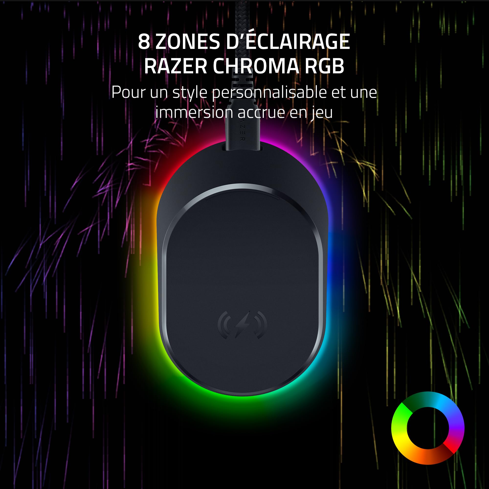 Razer Mouse Dock Pro & Charging Puck - Station de Recharge magnétique sans Fil & Module pour Souris compatibles (Hyperspeed 4K Hz, éclairage Chroma 8 RVB e) Noir