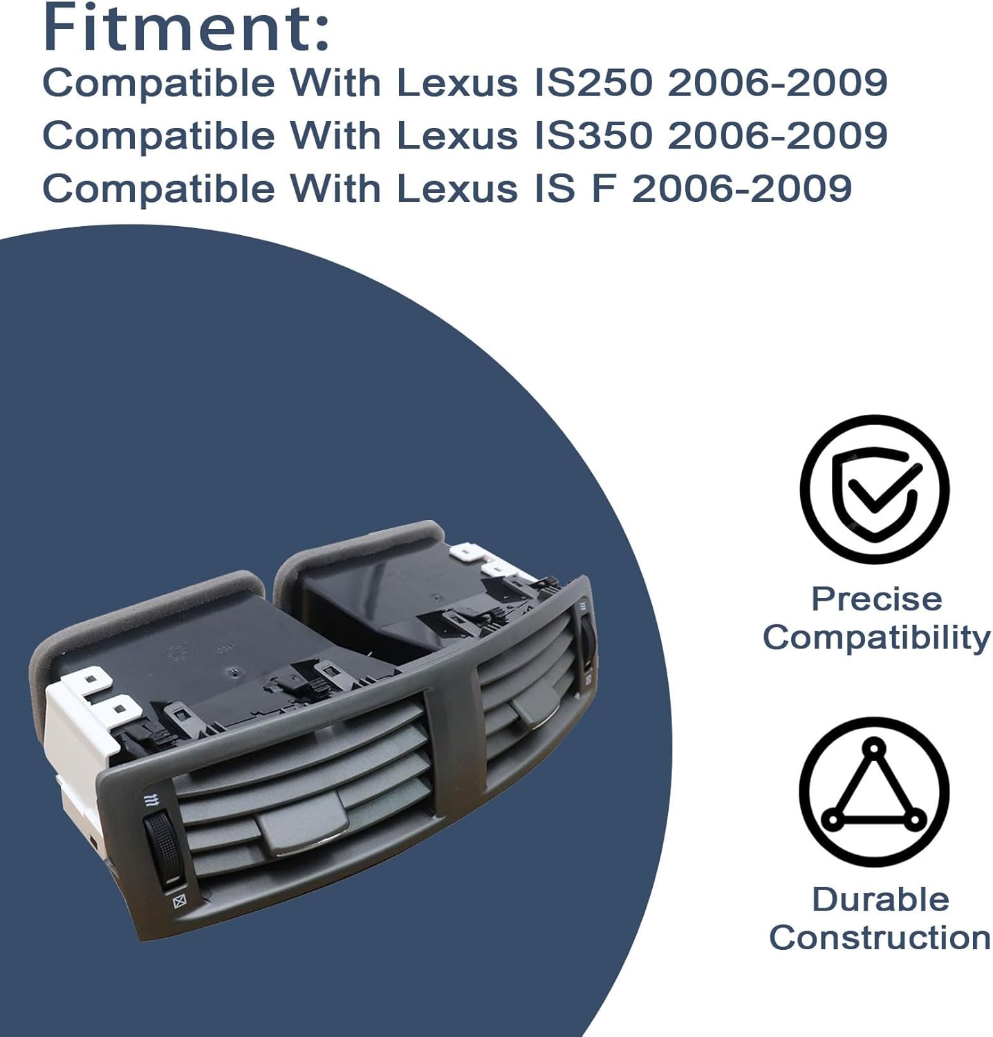 FZJDSD Center Dash Air Vent Panel Instrument AC Heater Compatible with Lexus IS250 IS350 IS F 2006-2009 Replace 55670-53010 5567053010, Dashboard Air Conditioning Outlet With Hand Wheels