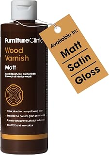 Wood Varnish - 250ml - Fast Drying, Clear Varnish for Wood - Low Odour, Water-Based Varnish - Protects Interior Wood from Scratches and Stains - Matt