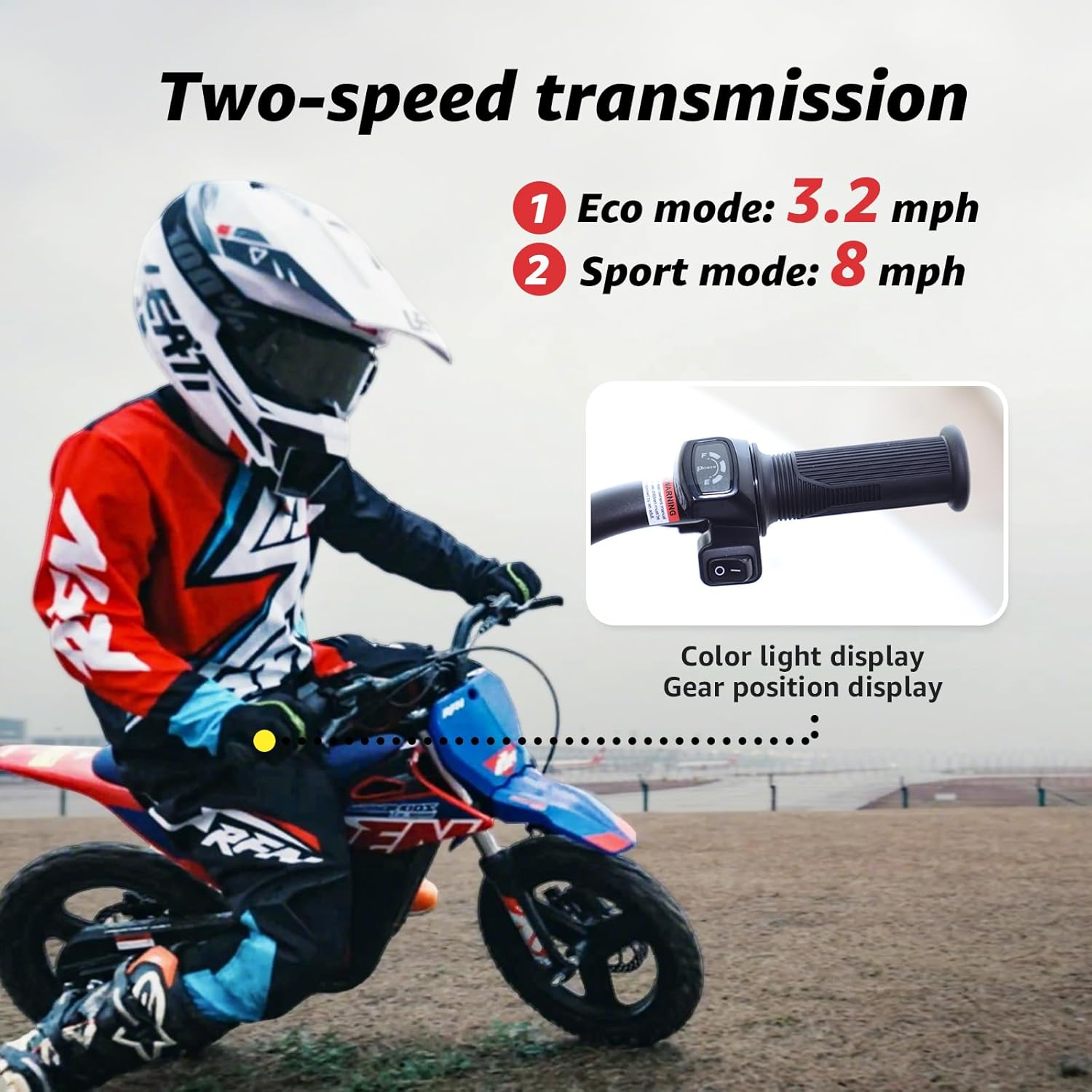 RFN Warrior Kids E150 24V Kids Electric Dirt Bike, 200W Electric Motorcycle 8 mph Max, 6.2-Mile Range Off-Road Bike with 2 Speeds for Ages 3-6