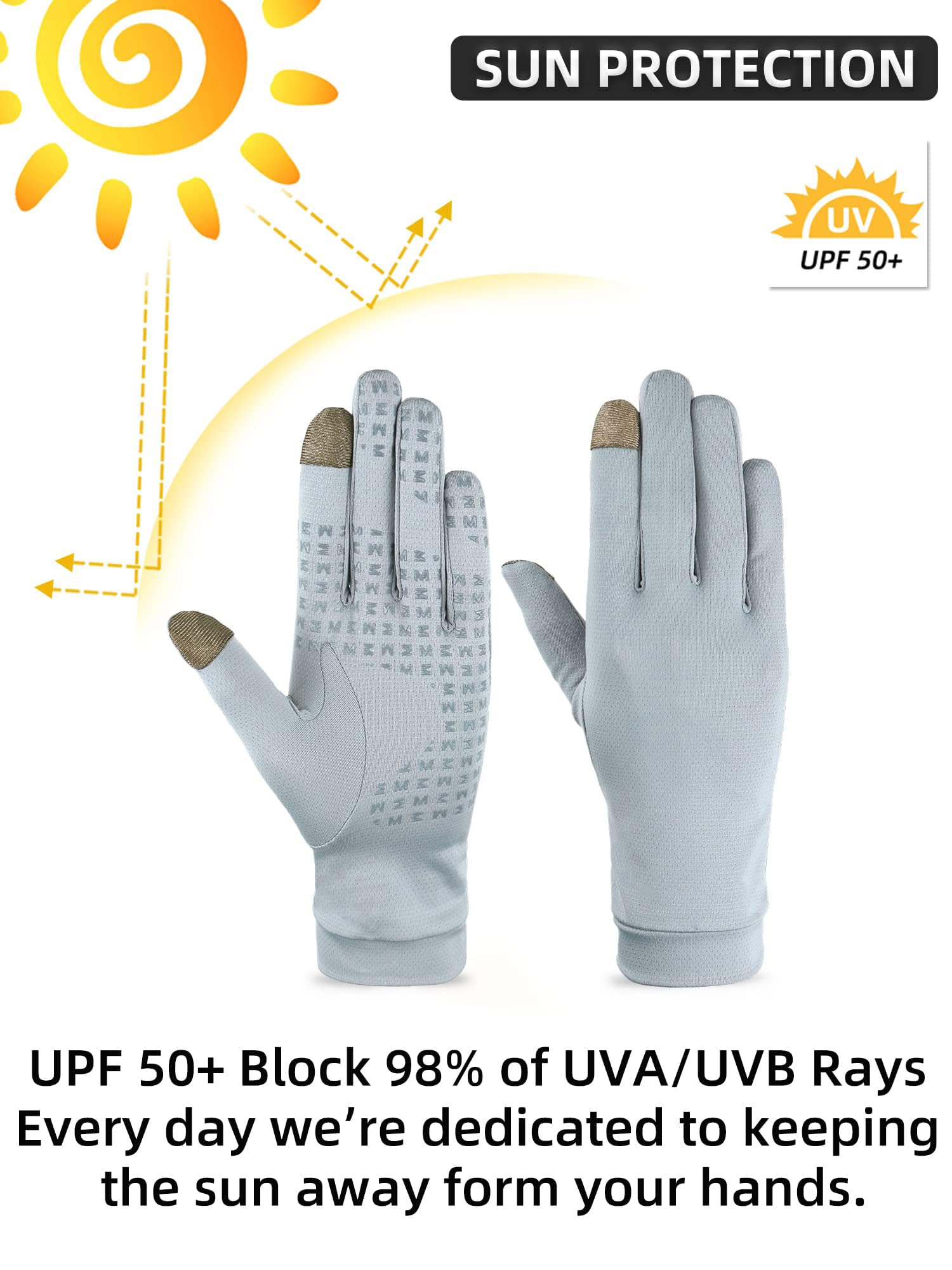 Guanti con protezione UV, unisex, touchscreen, UPF 50+, freschi e traspiranti, per vela, canottaggio, pesca, escursionismo, avventura, attività all'aperto, albicocca, taglia L