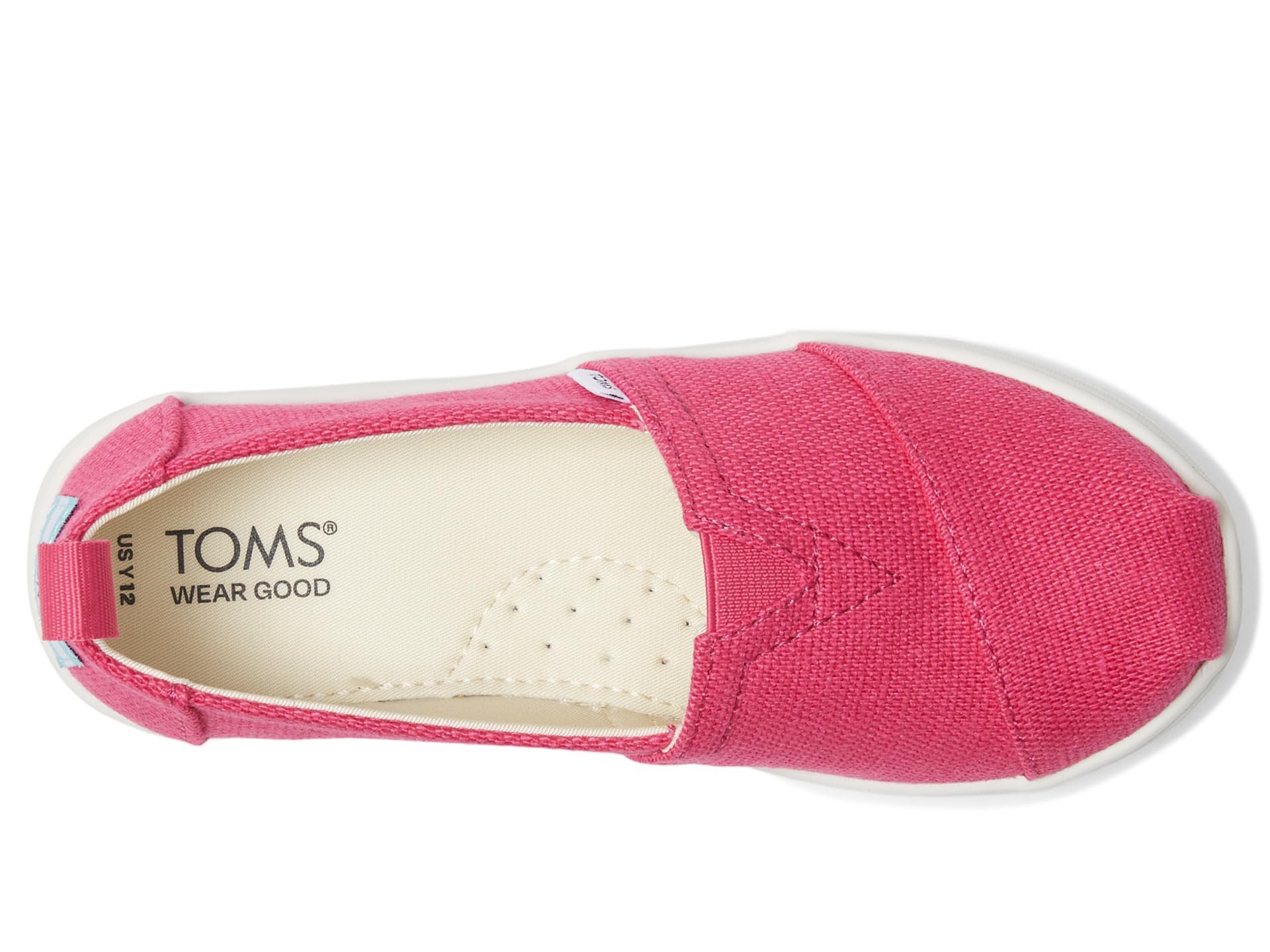 TOMS Girls Espadrille Loafer Flat, Fuchsia Heritage Canvas, 1.5 Little Kid