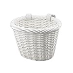 ZUKKA Bike Basket Woven Bike Basket for Adult Bikes Front/Kids Bike Handlebar with Adjustable Leather Straps Waterproof Storage Bicycle Basket, Multi-Colors (White-Mini)