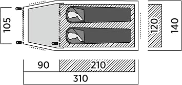 easy camp Hemsedal 2 Tunnel Tent, 2 Person, 55x14 cm Pack Size, 2.9 kg, 2000mm Hydrostatic Head