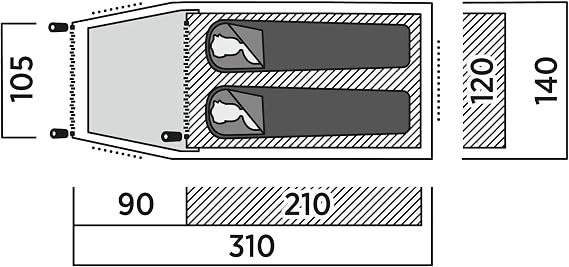 easy camp Hemsedal 2 Tunnel Tent, 2 Person, 55x14 cm Pack Size, 2.9 kg, 2000mm Hydrostatic Head
