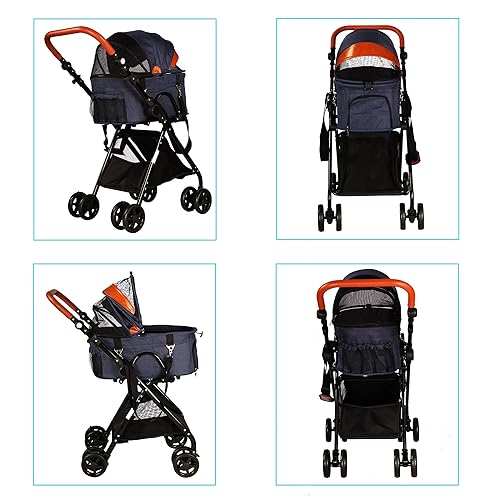 Miniatura 2 de Cochecito para mascotas 2 en 1, cochecito desmontable para perros, carrito portátil para mascotas con 4 ruedas, portavasos para perros y gatos