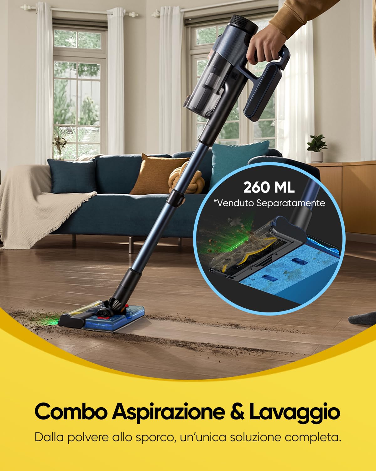 Vexilar Aspirapolvere Senza Fili 58000Pa/ 50Min Aspirapolvere Lavapavimenti Potente Scopa Elettrica Senza Fili Ultraleggero,Antigroviglio,V12 Aspirapolvere Senza Sacco