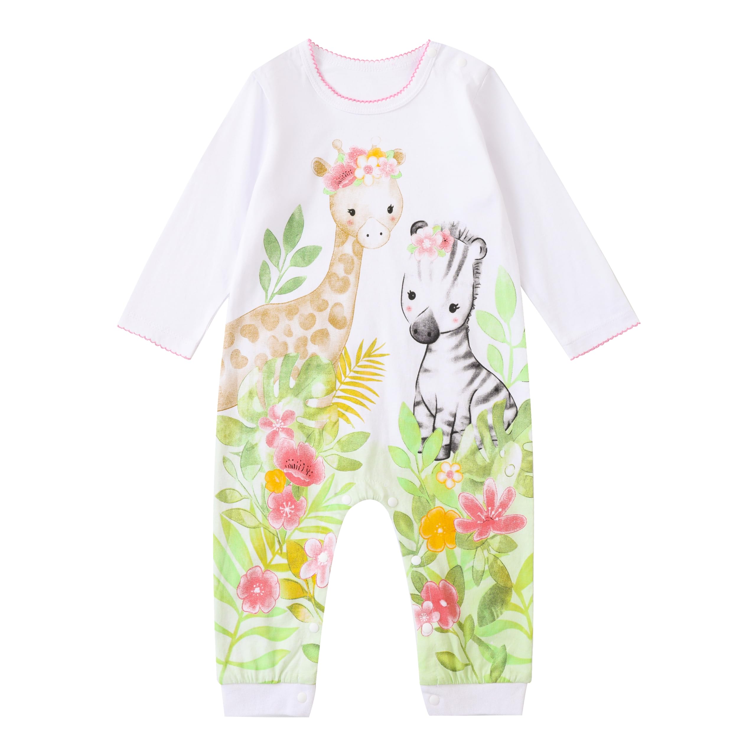 FITFIFTH POD Cute Zebra Baby Girl Clothes Lace Collar Cuffs Romper for Baby 9~12Months 100% Cotton Soft Long Sleeve Jumpsuit