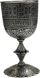 6.5” Nickel Antique Brass Wine Goblet – 280ml Vintage Handcrafted Chalice for Wedding, Party, Home Décor – Engraved Medieval-Style Drinkware