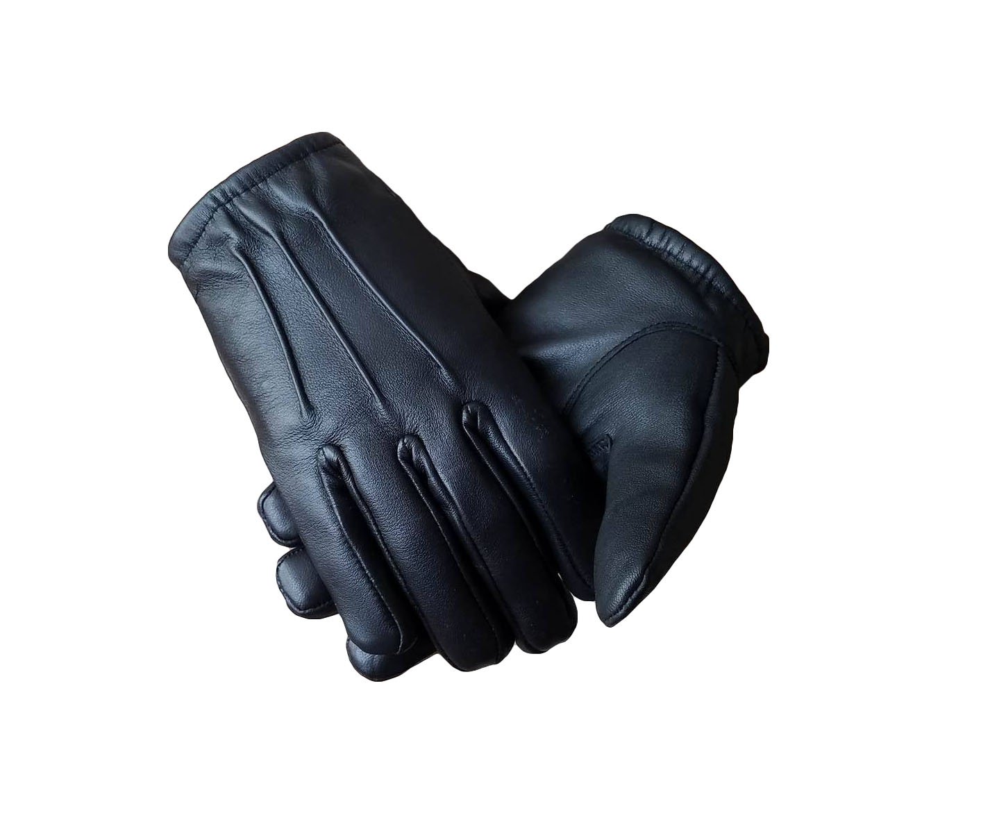 Ergonomic Cut Leather Driving Gloves (Medium, Black)