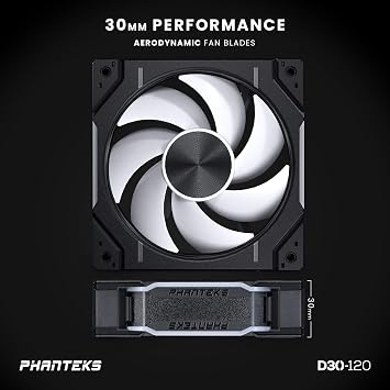 Phanteks D30 120mm ARGB PWM PC Case Fan, Daisy-Chain, Black
