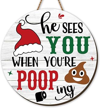 Funny Christmas Door Sign Prank Xmas Front Wooden Wreath Hanging Winter Seasonal Holiday Decor Merry Christmas Decorations for Home Party