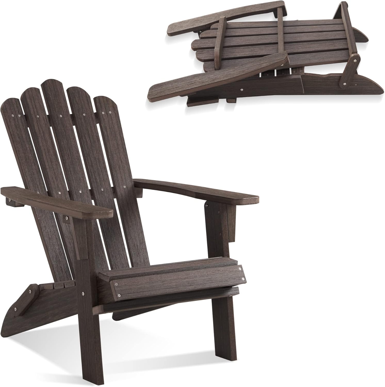 Folding Adirondack Chair, HDPE Adirondack Chairs, All-Weather Resistant Lawn Chairs,Patio Firepit Chairs for Garden