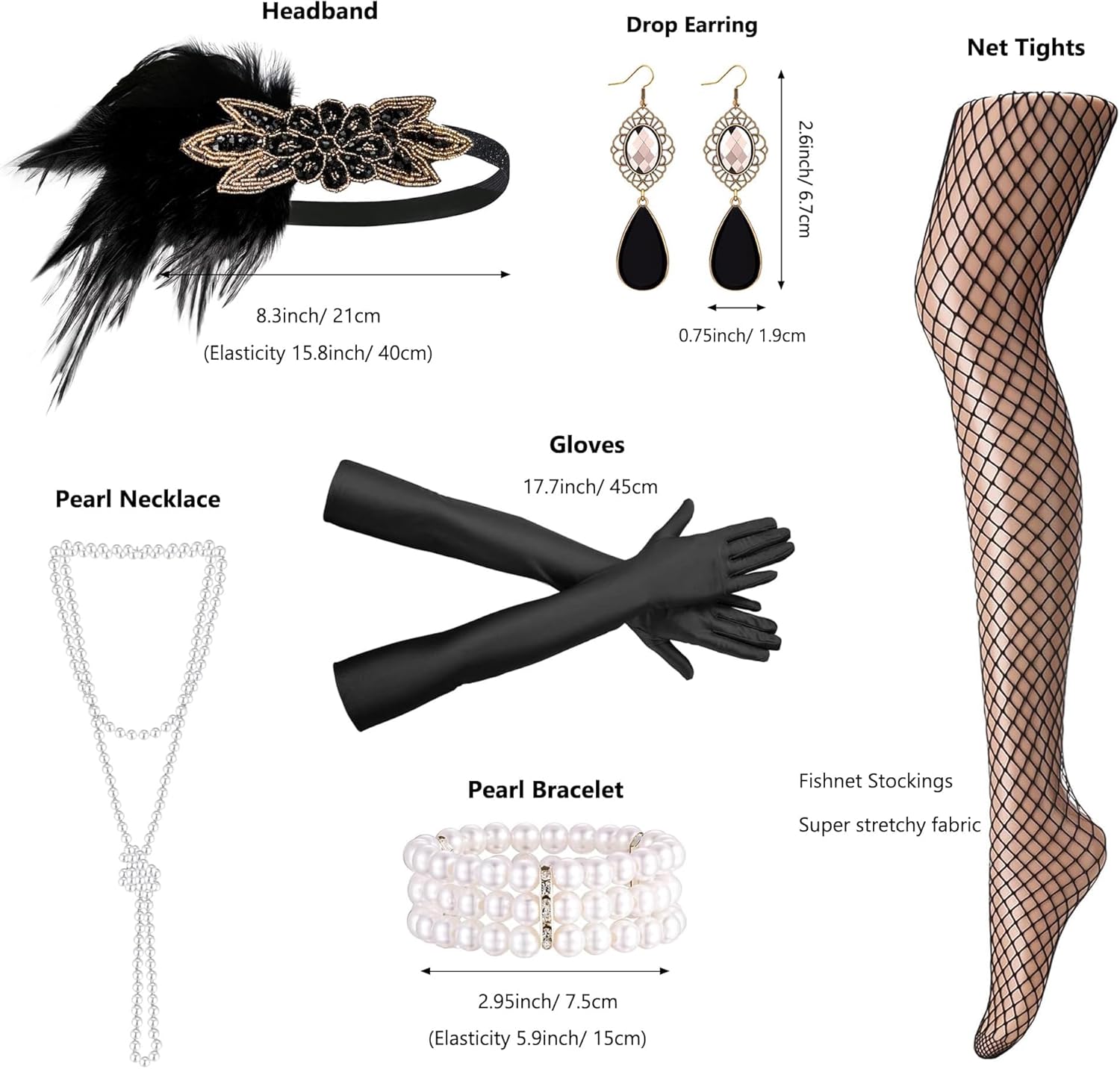 RIOSO 1920s Accessories for Women Flapper Gatsby Roaring 20s Accessories Costume Black - Image 7