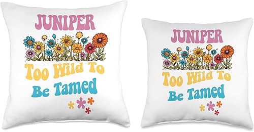 Miniatura 3 de Wildflower Gift For Women Gift For JUNIPER Cute Retro Girls Wildflower Juniper Name Throw Pillow, 16x16, Multicolor