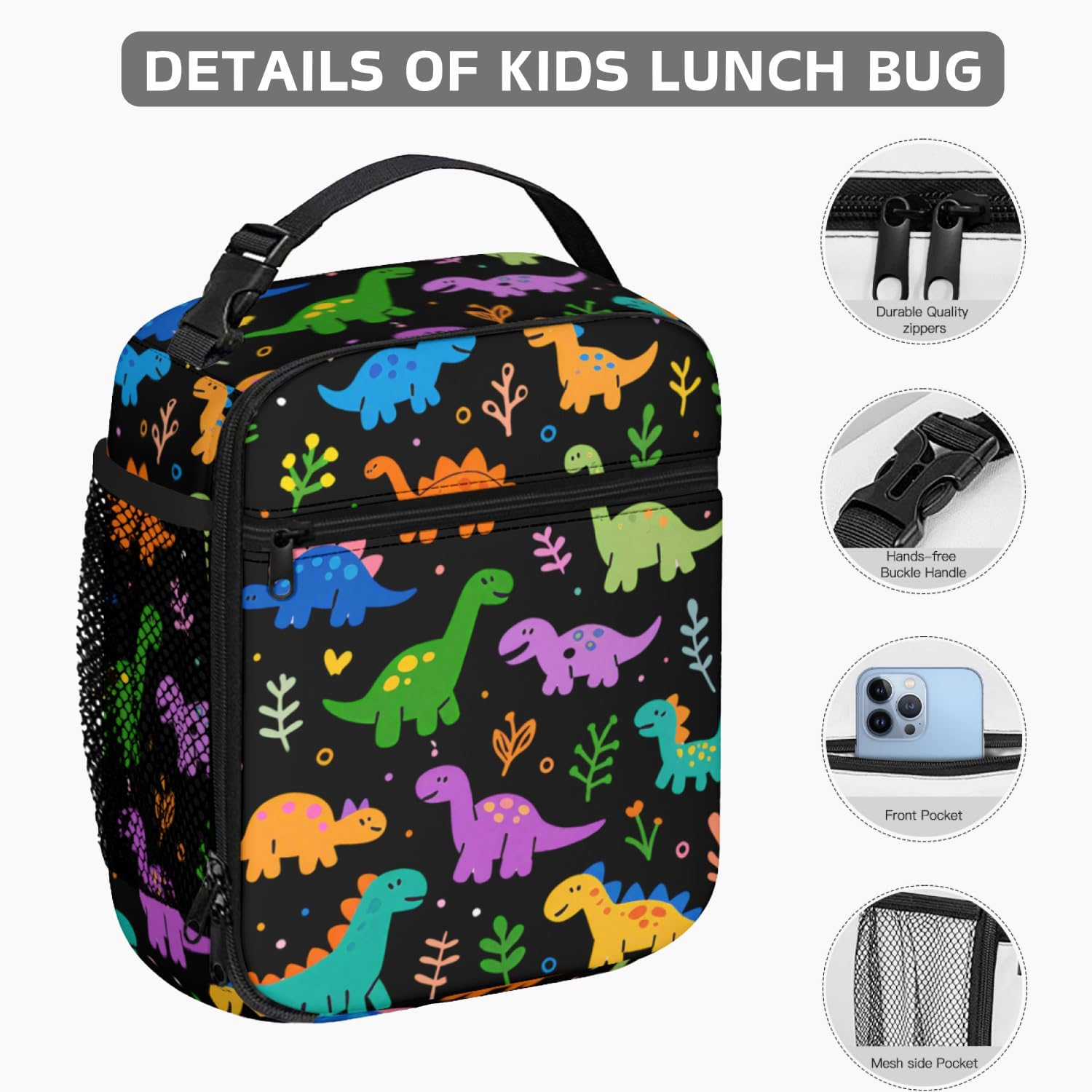 Kids Backpack With Lunch Box, Lightweight School 3 Set, Kids Dinosaur Backpack Set, Children Teens Elementary Middle School Christmas
