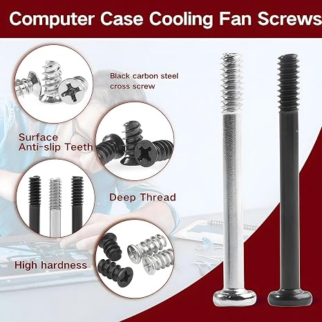 Case Fan Long Short Screws 160Pcs Long and Short Screw (#6-32x30mm, M5x10mm) PC Computer Chassis Fan Components Radiator Fan Cooling Fan Mount Screws Set Black and Silver