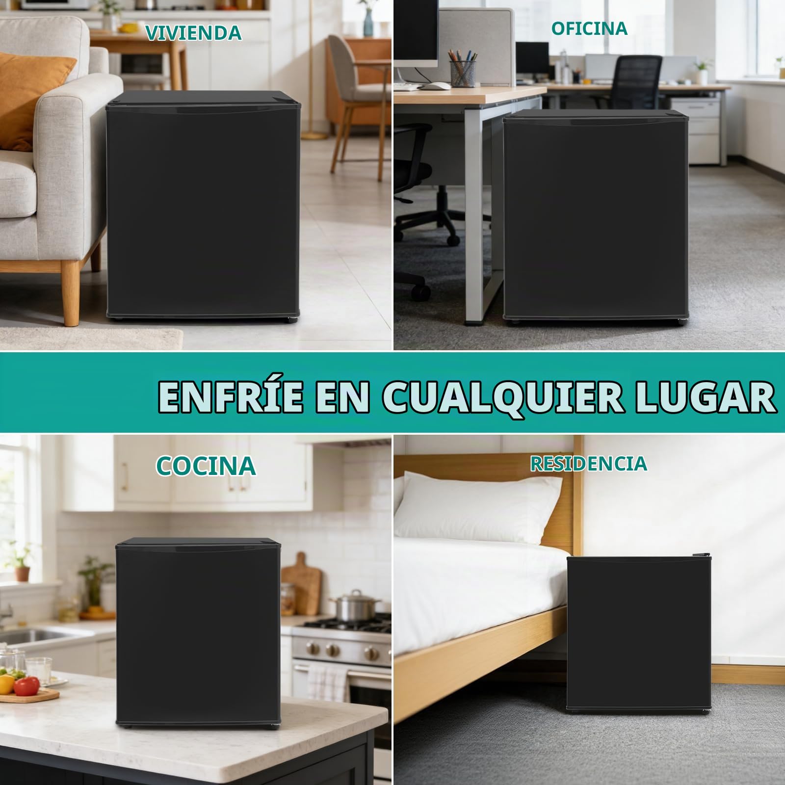 SMETA Mini frigorífico de 45 L, pequeño refrigerador silencioso, 39 dB, refrigerador de bebidas, 6 niveles, termostato 0-10 °C, minibar con tope de puerta intercambiable para casa, oficina, camping