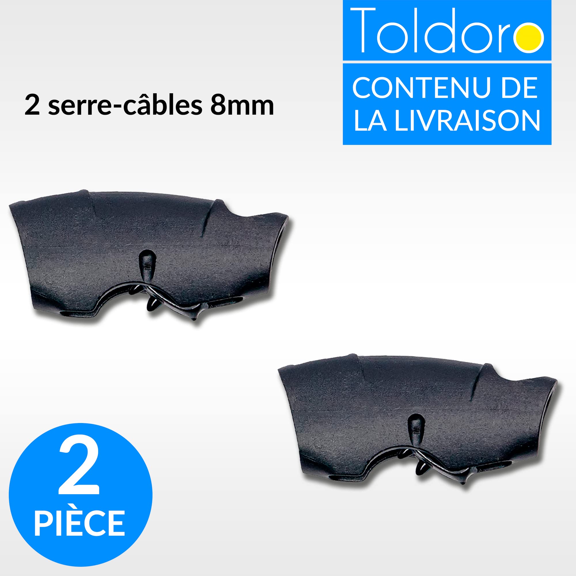 Toldoro Taquet coinceur Super Sharky 2 pièces de 8mm, Accessoires de Fixation de Corde pour voiliers et voiles d'ombrage