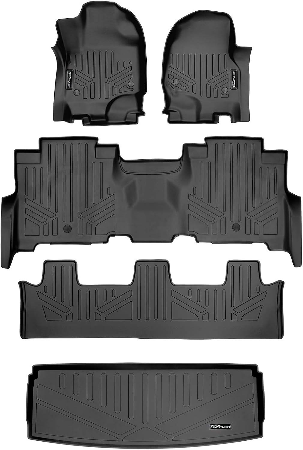 SMARTLINER Floor Mats - Cargo Liner Behind 3rd Row Set Compatible with 2018-2025 Ford Expedition