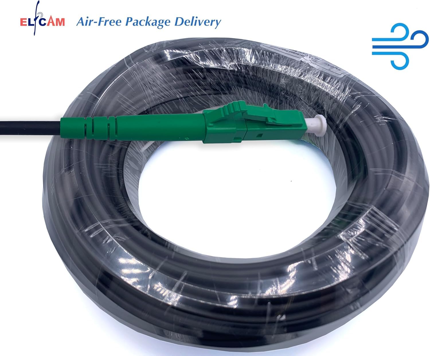 Elfcam® - 50m Cable de Fibra óptica para Exteriores, LC/APC a LC/APC OS2 Simplex, Monomodo, Diámetro del Cables 5,0 mm, 50 Metros