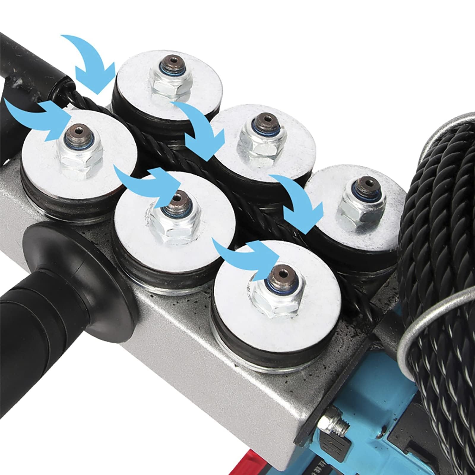 Roscadora eléctrica, herramienta automática for estirar cables, equipo de transporte de tuberías de pared, selección de 4 baterías, cable de 30 metros, rápida y práctica, dispositivo(30000 mA)