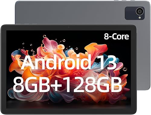 plimpton Tableta Android 13 de 10 pulgadas, tabletas con CPU Octa-Core, 8 (4+4) GB de RAM 128GB ROM, pantalla IPS HD de 1280 x 800, Wi-Fi 6, cámara