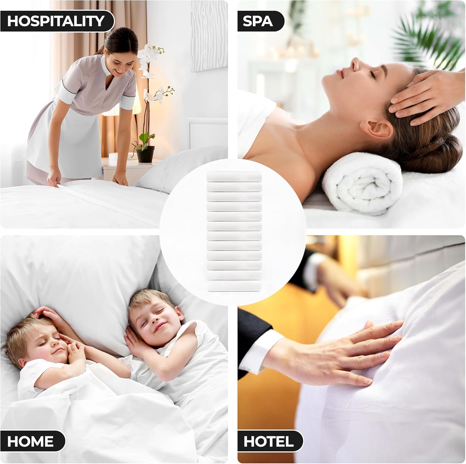 Superior Cotton Rich Percale Hotel Quality Fitted Bed Sheets, Deep Pocket, Soft Bedding Essential, Commercial, Hotel, Airbnb, Home Beds, Massage Bed, Bulk Pack, Bright White, Set of 3, Full