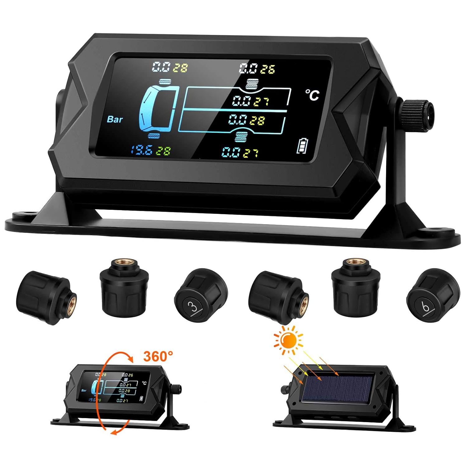 Blueskysea TS610 TPMS display unit and six external sensors