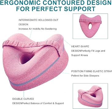 Alignment Pillow, Knee Pillow for Sleeping on Side, Sciatica Pillow, Knee Pillow, Leg Pillows for Sleeping on Side, Heart-Shaped Foam Support Cushion, Improves Sleep Posture, Comfort for Side Sleepers