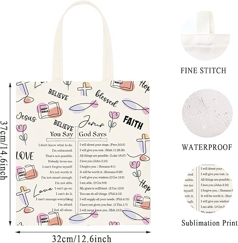 Miniatura 2 de WCGXKO Regalo religioso o cristiano con versículo de memoria Regalo You Say God Says Canvas Tote Bag Reutilizable Bolsa Bolsa de compras