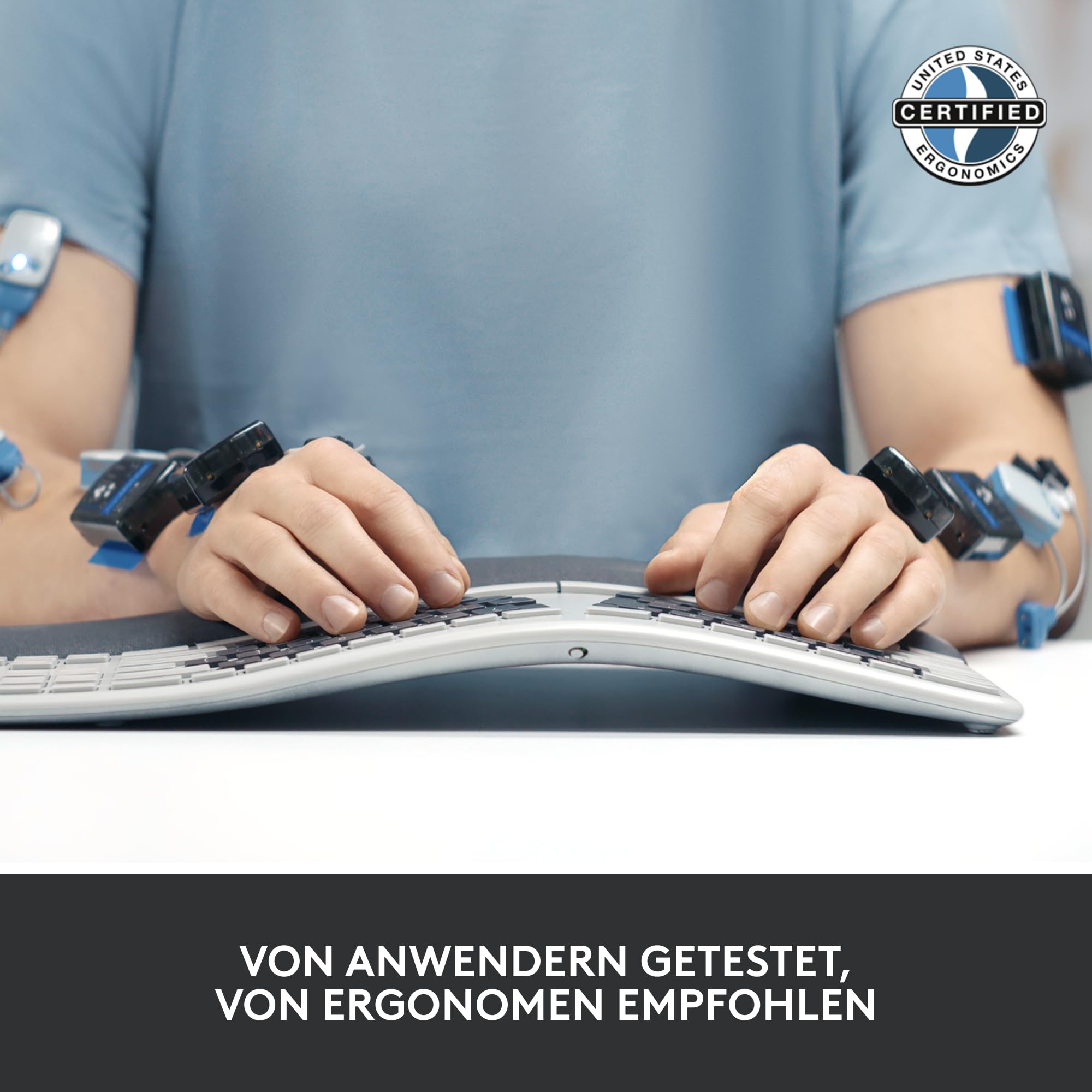 Logitech ERGO K860 kabellose ergonomische Tastatur – geteilte Tastatur, Handballenauflage, natürliches Tippen, schmutzabweisendes Material, Bluetooth und USB-Verbindung, für Windows/Mac - Graphit